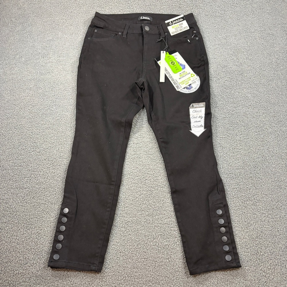 d.jeans Pants Womens 10P Black Recycled Denim Cozy Plush High Waist Ankle Petite